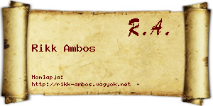 Rikk Ambos névjegykártya